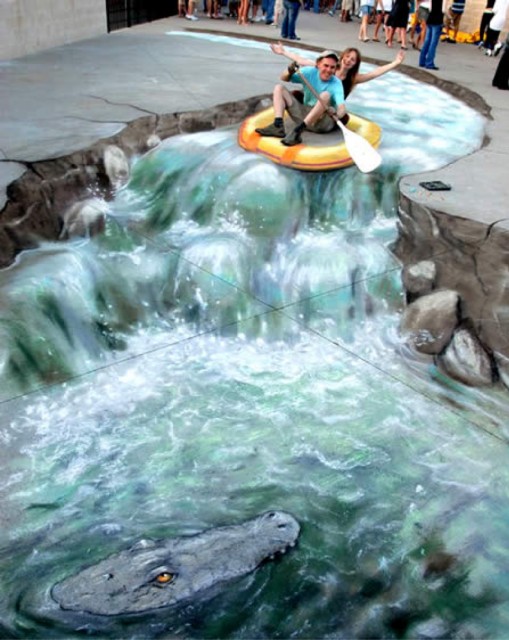 White Water Rafting - Julian Beever, 1990
